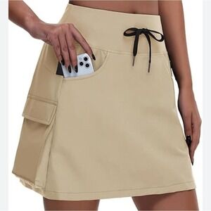 Mivei NWT Womens Hiking Cargo Hi-waisted Golf Khaki UPF50 skort Sz‎ LG